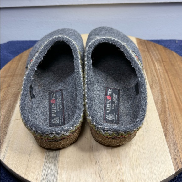 Haflinger Gray Wool Clog Slippers with Trim (Women’s 8-8.5) - Picture 4 of 7